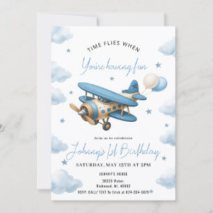 Personal Boy Aeroplane 1st Birthday Invitation