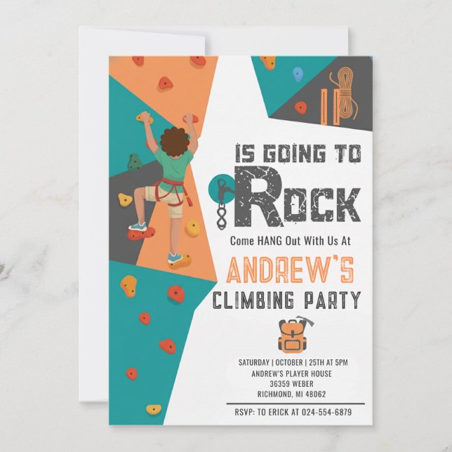 Personal Boy Rock Climbing Birthday Invitation (Front)