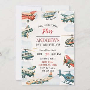 Personal Boy Time Flies 1st Birthday for kid Invitation