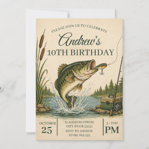Personal Boys Fishing Birthday Party  Invitation
