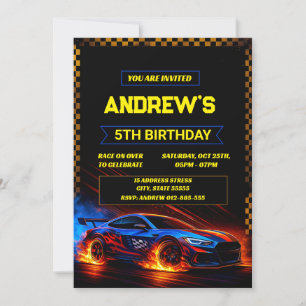 Personal Boys Racecar sport birthday invitation
