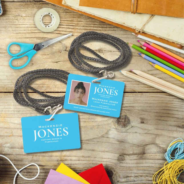 Personal Brand Logo Modern Turquoise Employee ID Badge (Creator Uploaded)