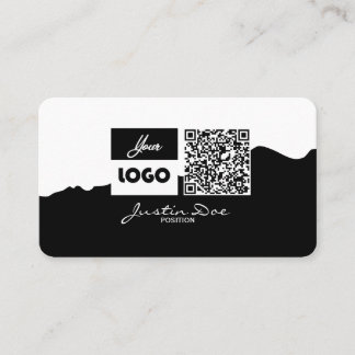 Personal business card with QR code Black & White