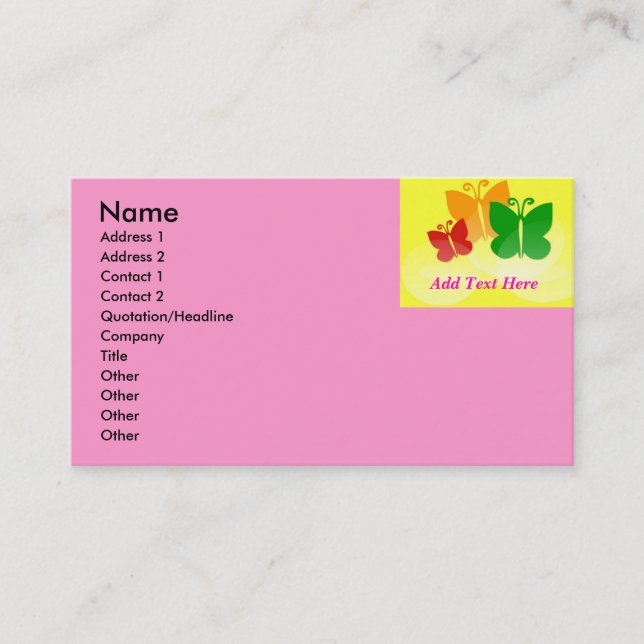 PERSONAL BUTTERFLY BUSINESS CARDS (Front)