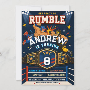 Personal Championship Belt Wrestling Birthday Invitation