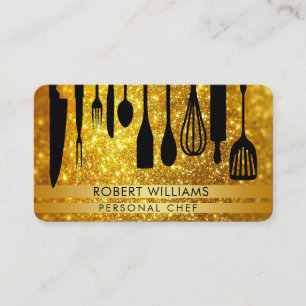 Personal Chef Black Gold Catering Kitchen Tools Business Card