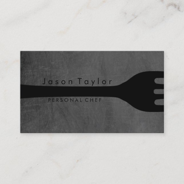 Personal Chef Catering Bakery Fork Chalkboard Business Card (Front)