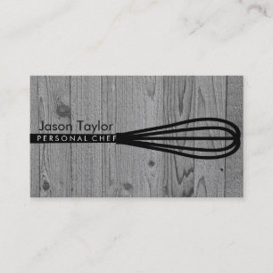 Personal Chef Catering Bakery Whisk Grey Wood Business Card