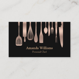Personal Chef Catering Kitchen Silver Utensils Business Card