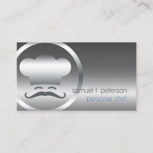 Personal Chef Chrome Chef Hat Icon Food Services Business Card