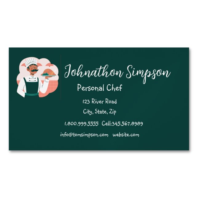 Personal Chef Cook Baker Private   Magnetic Business Card (Front)