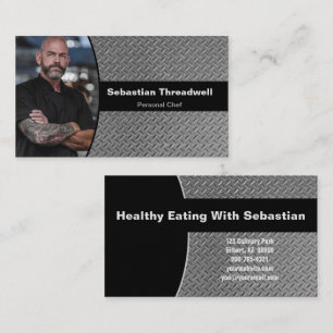 Personal Chef Diamond Plate Custom Photo Business Card