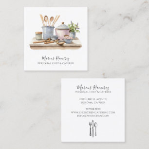 Personal Chef Kitchen Utensils  Square Business Card
