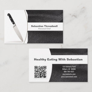Personal Chef Knife Leather Custom Photo QR Code Business Card