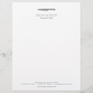 Personal chef knife logo catering business letterhead design