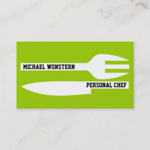 Personal chef minimalist lime green white business card
