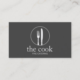 Personal Chef Modern Catering Back and White Business Card