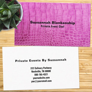 Personal Chef Pink Leather Minimalist Custom Business Card