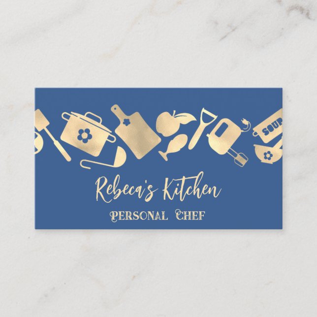 Personal Chef Restaurant Catering Logo QR Code  Business Card (Front)