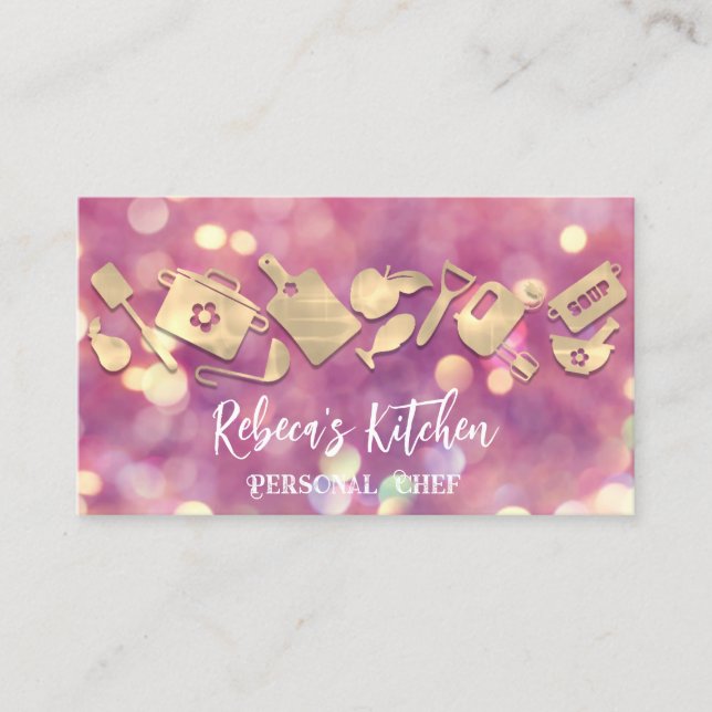 Personal Chef Restaurant Catering Logo QR Code  Business Card (Front)