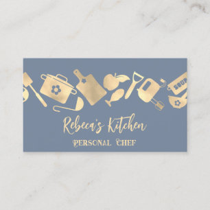 Personal Chef Restaurant Catering Logo QR SmokyBlu Business Card