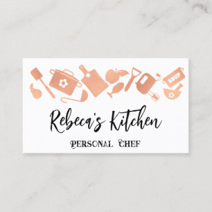 Personal Chef Restaurant Catering QR Logo White Business Card