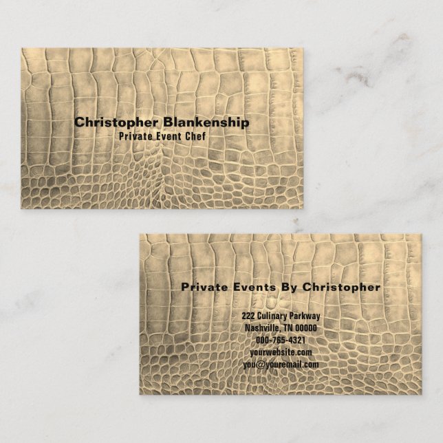 Personal Chef Tan Snake Skin Texture Custom Business Card (Front/Back)
