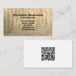 Personal Chef Tan Snake Skin Texture QR Code Business Card