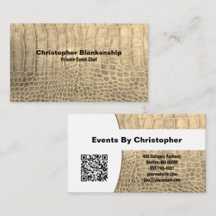Personal Chef Tan Texture Snake Skin QR Code  Business Card