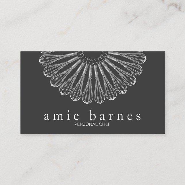 Personal Chef Whisk Logo Black Catering Business Card (Front)