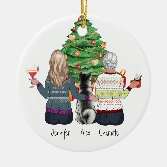 Personal Christmas gift for Best Friend portrait  Ceramic Ornament (Front)