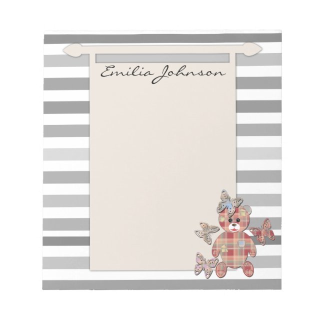 Personal, colourful, baby, Teddy bear Notepad (Front)