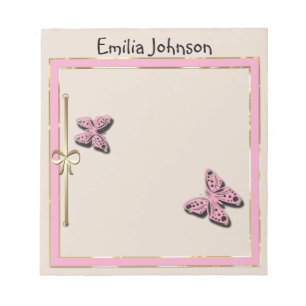 Personal, colourful, pink, butterfly notepad
