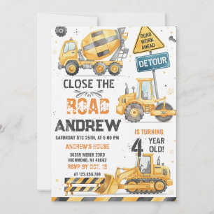 Personal Construction Dump Truck Birthday Invitation