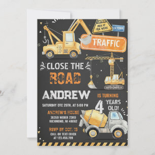 Personal Construction Dump Truck Birthday  Invitation