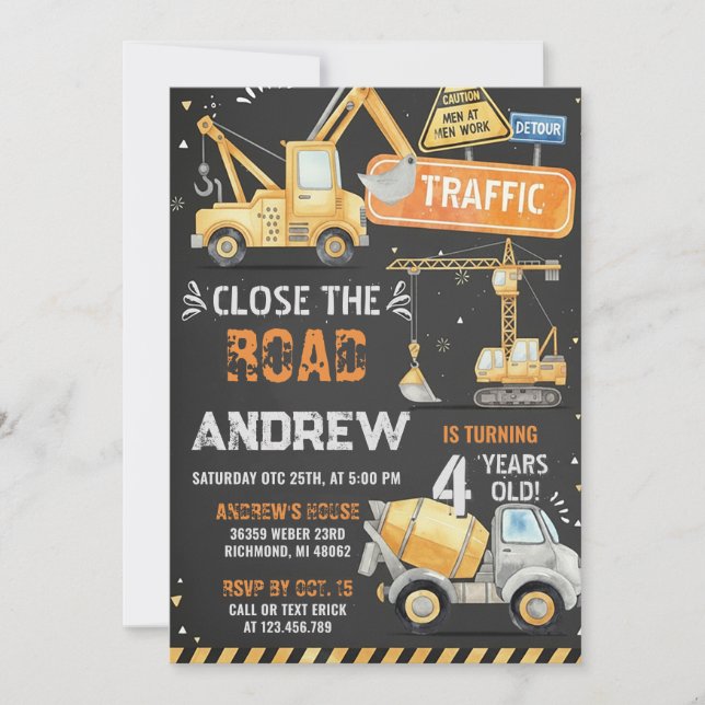 Personal Construction Dump Truck Birthday  Invitation (Front)