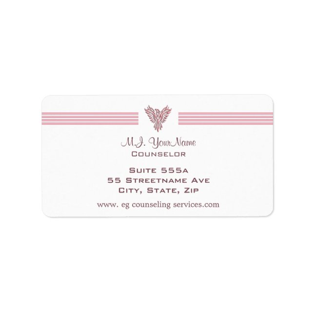 Personal Counsellor luxury stripes and pink phoeni Label (Front)