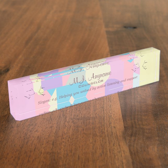 Personal Counsellor Pastel Shapes in Collage Nameplate (Side)