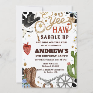 Personal Cowboy Wild West Birthday Party Invitation