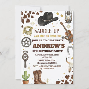 Personal Cowboy Wild West Birthday Party Invitation