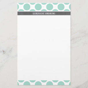 PERSONAL CUSTOM cute large polka dot mint green Stationery