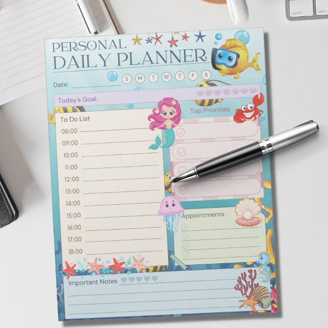 Personal Daily Planner Under The Sea Mermaid Theme Notepad (Creator Uploaded)
