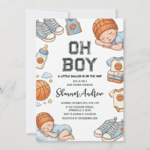Personal Digital Basketball Baby Shower Invitation