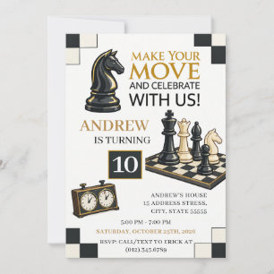 Personal Digital Chess Birthday Invitation