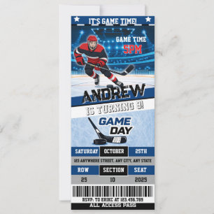 Personal Digital Hockey Ticket Birthday Decoration Invitation