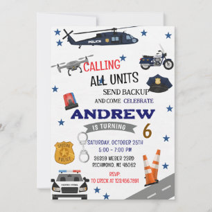 Personal Digital Police birthday for boy Invitation