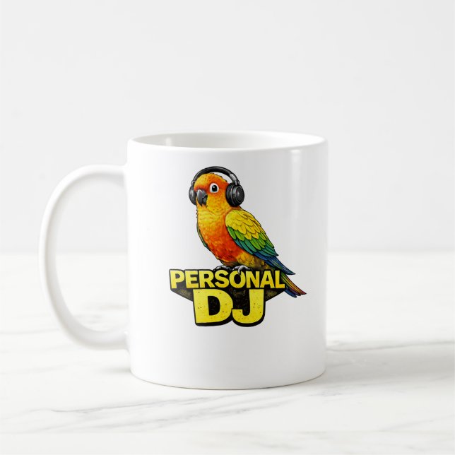 Personal DJ Sun Conure Coffee Mug (Left)