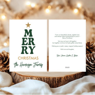 Personal Family Name Bold Modern Merry Christmas  Holiday Card