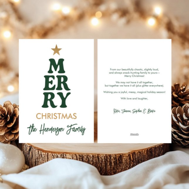 Personal Family Name Bold Modern Merry Christmas  Holiday Card (Creator Uploaded)