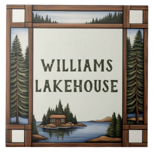 Personal Family Surname Lakehouse Name Plate Sign Ceramic Tile